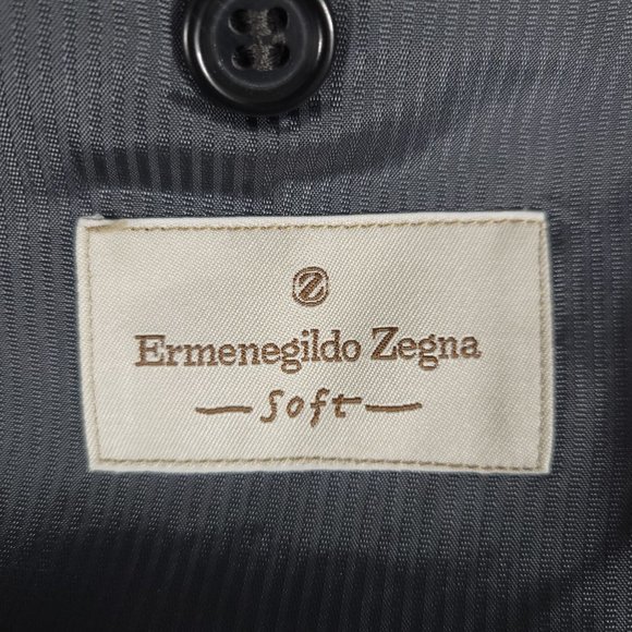 ERMENEGILDO ZEGNA Blazer Jacket EU 52R Black Gray Wool Herringbone 2-Button Soft - Picture 11 of 14